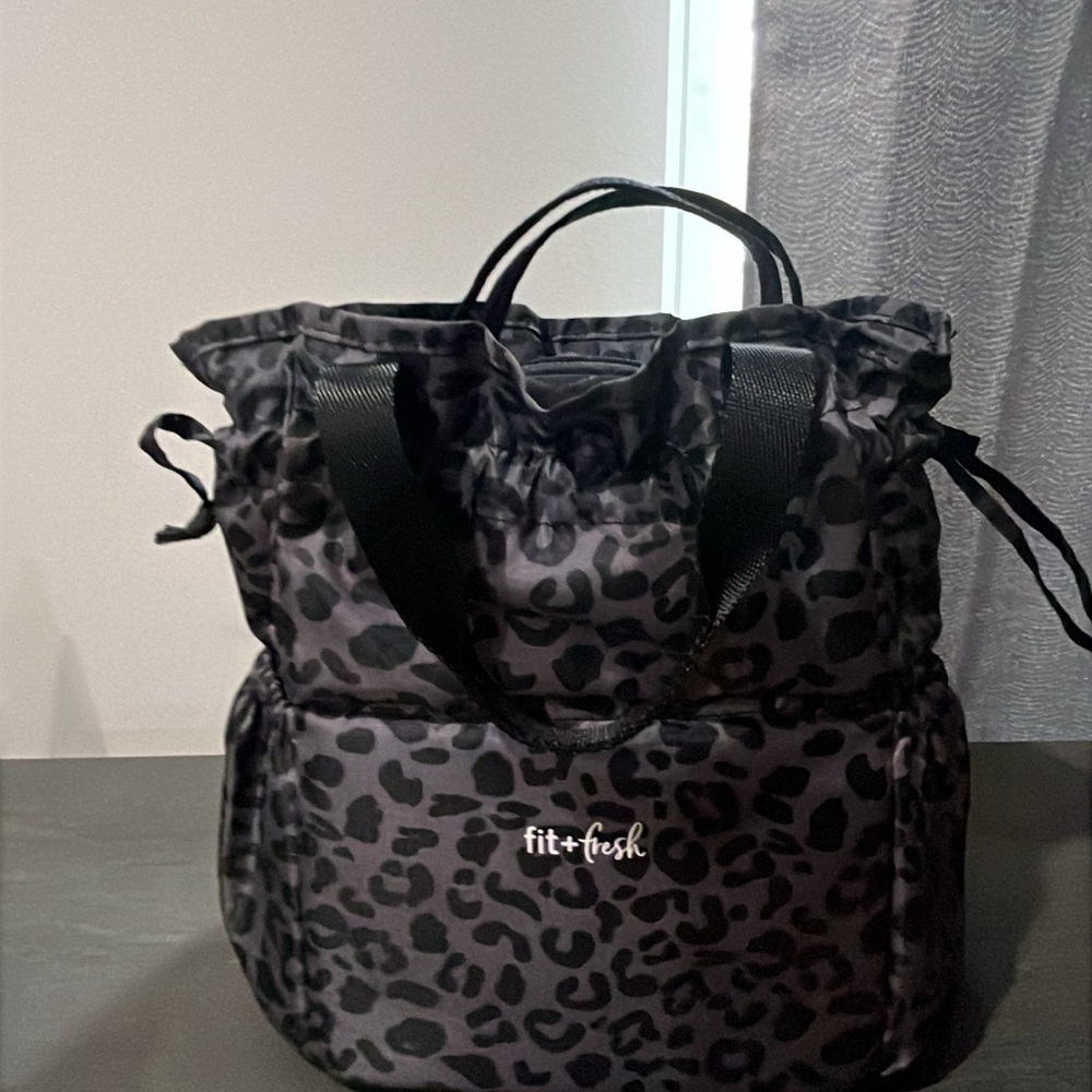 Black Leopard Print Lunch Bag